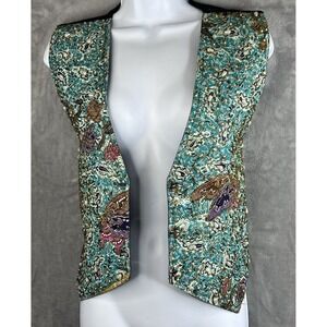 Vintage Bali Chic Embroidered Beaded Vest Boho Festival Fairycore One Size